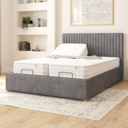 Aspire Grant Electric Adjustable Bed Upholstered With Pocket Sprung Mattress Uk Made, Plush Steel, Size King - thumbnail 2