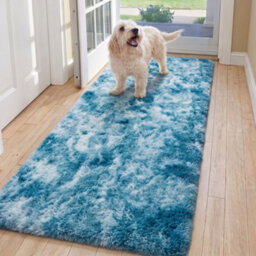 Oxford Homeware Shaggy Rug Anti-Slip Washable Soft Fluffy Living Room And Bedroom Rug (Mottled Teal, 60X220Cm) - thumbnail 1