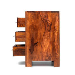 Rest Relax Havana Sheesham Wood 3 Drawer Bedside Brown - thumbnail 3