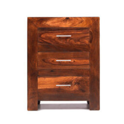 Rest Relax Havana Sheesham Wood 3 Drawer Bedside Brown - thumbnail 1