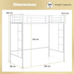 Metal Loft Bed Space Saving Loft Bed Frame With 2 Ladders - thumbnail 2