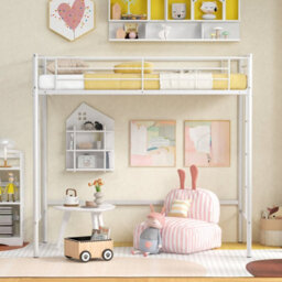 Metal Loft Bed Space Saving Loft Bed Frame With 2 Ladders - thumbnail 6