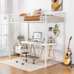 Metal Loft Bed Space Saving Loft Bed Frame With 2 Ladders - thumbnail 4