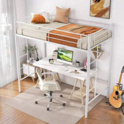 Metal Loft Bed Space Saving Loft Bed Frame With 2 Ladders - thumbnail 5