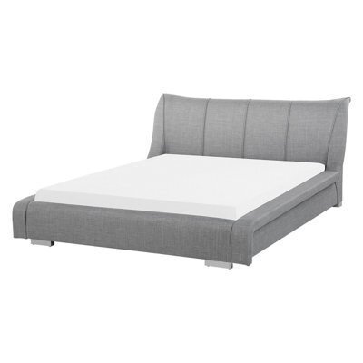 Beliani Bed Fabric Nantes 160 X 200 Cm (Eu King Size) Light Grey - image 1