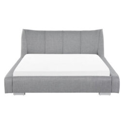 Beliani Bed Fabric Nantes 160 X 200 Cm (Eu King Size) Light Grey - thumbnail 4