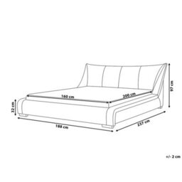 Beliani Bed Fabric Nantes 160 X 200 Cm (Eu King Size) Light Grey - thumbnail 3