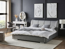 Beliani Bed Fabric Nantes 160 X 200 Cm (Eu King Size) Light Grey - thumbnail 2