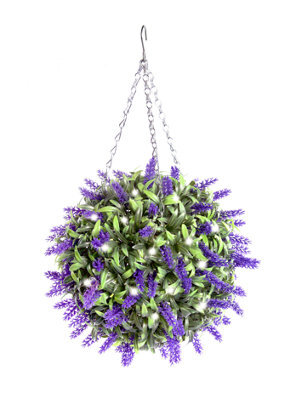 Best Artificial Pre-Lit Outdoor 28Cm Purple Lavender Hanging Plastic Flower Topiary Ball - image 1