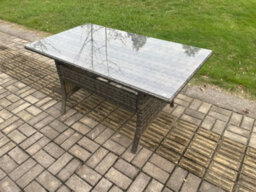 Fimous Pe Wicker Outdoor Garden Furniture Set Patio Furniture Rattan Rectangular Dining Table Lounge Sofa For Balcony - thumbnail 3