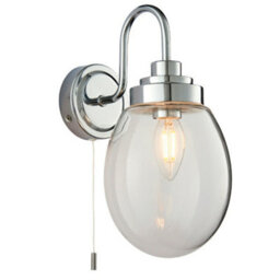 2 Pack Ip44 Bathroom Wall Light Chrome & Round Clear Glass Curved Arm Oval Lamp - thumbnail 3