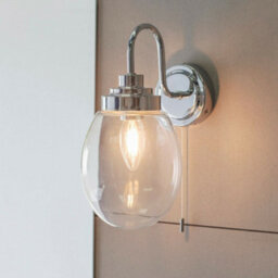 2 Pack Ip44 Bathroom Wall Light Chrome & Round Clear Glass Curved Arm Oval Lamp - thumbnail 5