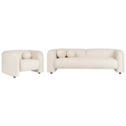 Beliani Living Room Set 4 Seater Leiren Velvet Off-White