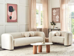 Beliani Living Room Set 4 Seater Leiren Velvet Off-White - thumbnail 2