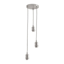 Valuelights Shaw Cluster Drop 3 Way Brushed Chrome Adjustable Pendant Ceiling Light - thumbnail 5
