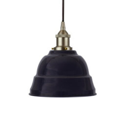 Navy Blue Lincoln Painted Dome Pendant Light With Brushed Chrome Lamp Holder And Black Round Cable - Se Home