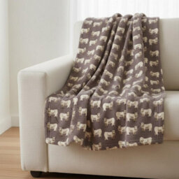 Homespace Direct Ltd Homespace Direct Highland Cow Blanket/throw For Sofa Chair Bed Mocha Brown 120X150Cm - thumbnail 3