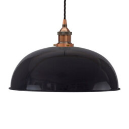 Navy Blue Worcester Painted Dome Pendant Light With Antique Copper Lamp Holder And Black Twisted Cable - Se Home - thumbnail 1