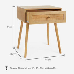Btfy Rattan Bedside Tables Set Of 2, Nightstands W/wood Veneer For Bedroom W Tapered Legs & Gold Handles, Side Tables Living Room - thumbnail 6