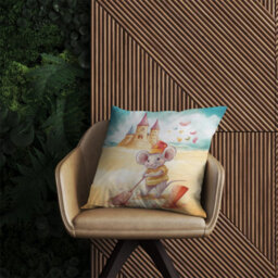 Warren Reed Designer Mouse On A Beach Holiday Outdoor Cushion 45Cm X 45Cm - thumbnail 2