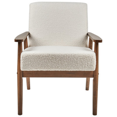 Wyld And Coco Noblenest Armchair Off-White Boucle Upholstery With Dark Rubberwood Frame, W62 X D80 X H79Cm - image 1