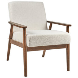 Wyld And Coco Noblenest Armchair Off-White Boucle Upholstery With Dark Rubberwood Frame, W62 X D80 X H79Cm - thumbnail 4