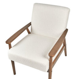 Wyld And Coco Noblenest Armchair Off-White Boucle Upholstery With Dark Rubberwood Frame, W62 X D80 X H79Cm - thumbnail 7