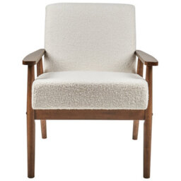 Wyld And Coco Noblenest Armchair Off-White Boucle Upholstery With Dark Rubberwood Frame, W62 X D80 X H79Cm - thumbnail 1