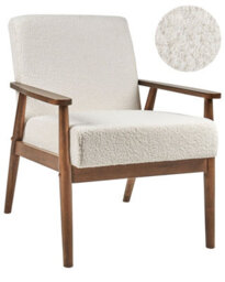 Wyld And Coco Noblenest Armchair Off-White Boucle Upholstery With Dark Rubberwood Frame, W62 X D80 X H79Cm - thumbnail 3