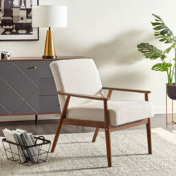 Wyld And Coco Noblenest Armchair Off-White Boucle Upholstery With Dark Rubberwood Frame, W62 X D80 X H79Cm - thumbnail 2