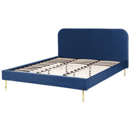 Beliani Bed Velvet Flayat 180 X 200 Cm (Eu Super King) Navy Blue - thumbnail 5