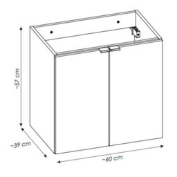 Heze Furniture Dove 2 Door Bathroom Cabinet Vanity Unit With Built-In Basin 60Cm In Evoke Oak - thumbnail 7