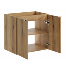 Heze Furniture Dove 2 Door Bathroom Cabinet Vanity Unit With Built-In Basin 60Cm In Evoke Oak - thumbnail 5