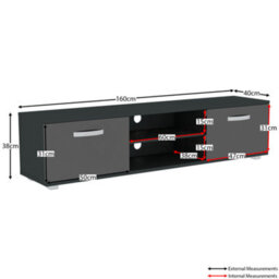 Lassic Vida Designs Cosmo Black 2 Door Tv Unit 160Cm Sideboard Cabinet - thumbnail 2