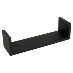 Urbn-Living Urbnliving Height 10Cm Set Of 3 Black U-Shaped Floating Wooden Wall Mounting Shelves Display Unit For Books And Storage - thumbnail 7