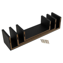 Urbn-Living Urbnliving Height 10Cm Set Of 3 Black U-Shaped Floating Wooden Wall Mounting Shelves Display Unit For Books And Storage - thumbnail 4