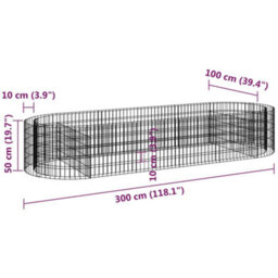Berkfield Gabion Raised Bed Galvanised Iron 300X100X50 Cm - thumbnail 8