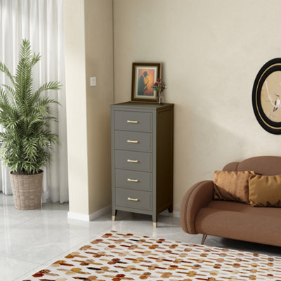 Palazzi 5 Drawer Narrow Chest Of Drawers Grey - image 1