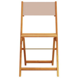 Berkfield Folding Garden Chairs 4 Pcs Taupe Fabric And Solid Wood - thumbnail 4