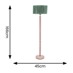 Valuelights Bobbins Painted Rose Floor Lamp With Ruched Pleated Green Drum Shade And Led Bulb - thumbnail 4
