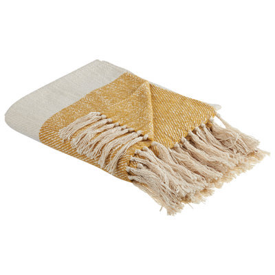 Beliani Blanket Salme Fabric 130 X 170 Cm Beige - image 1