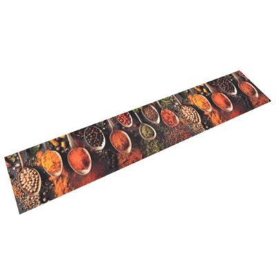 Berkfield Kitchen Rug Washable Spoon & Spices 60X300 Cm Velvet - image 1