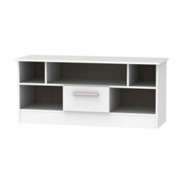 Trent 1 Drawer Tv & Media Unit In White Gloss (Ready Assembled) - thumbnail 6
