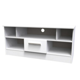 Trent 1 Drawer Tv & Media Unit In White Gloss (Ready Assembled) - thumbnail 3