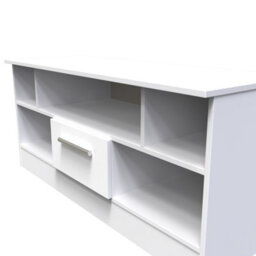 Trent 1 Drawer Tv & Media Unit In White Gloss (Ready Assembled) - thumbnail 4