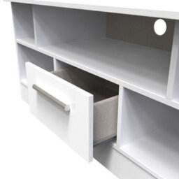 Trent 1 Drawer Tv & Media Unit In White Gloss (Ready Assembled) - thumbnail 5