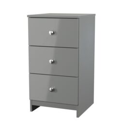 Yarmouth Ready Assembled Matt Grey No Effect 3 Drawer Bedside Chest (H)685mm (W)370mm (D)390mm - thumbnail 2