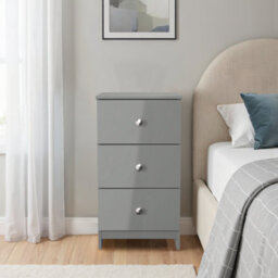 Yarmouth Ready Assembled Matt Grey No Effect 3 Drawer Bedside Chest (H)685mm (W)370mm (D)390mm - thumbnail 1