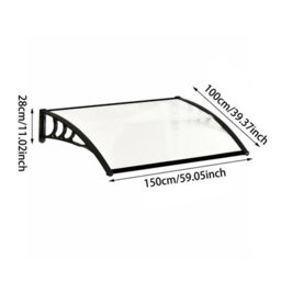 Breeins W 150 Cm Black Waterproof Front Door Canopy Outdoor Awning Window Garden Canopy Patio Porch Awning Rain Shelter Cover - thumbnail 6