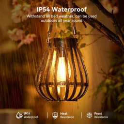 Amorly 2 Pack Solar Lanterns Outdoor Waterproof, Metal Hanging Lights With Rope Handle, Warm White Led Flame Effect, Garden Patio Decor - thumbnail 5